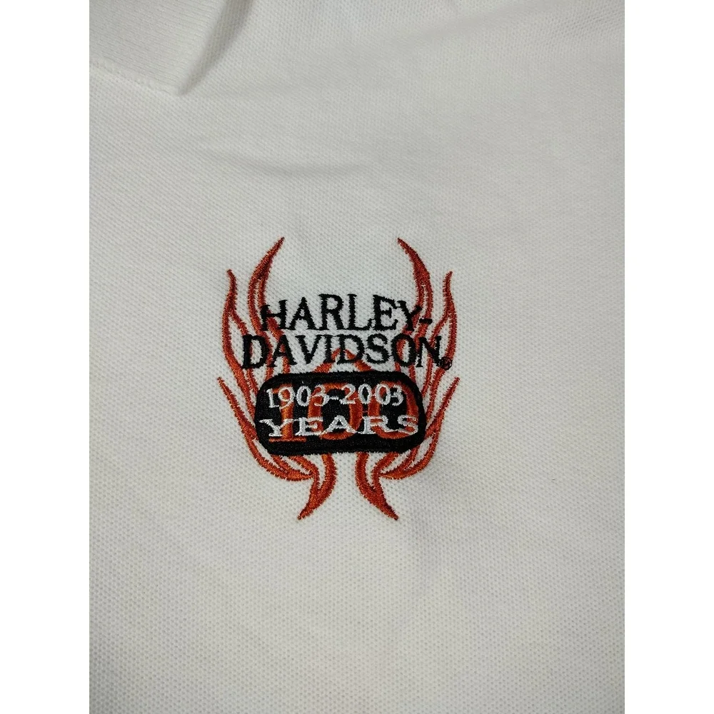 Vintage Harley Davidson 100th Anniversary Polo Shirt Mens 2XL White USA